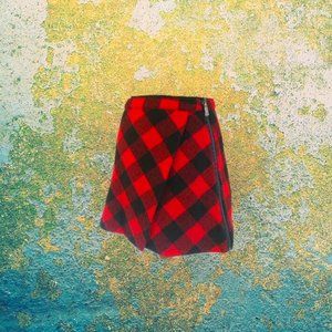 Black and Red Checker Wool Skirt NWT
